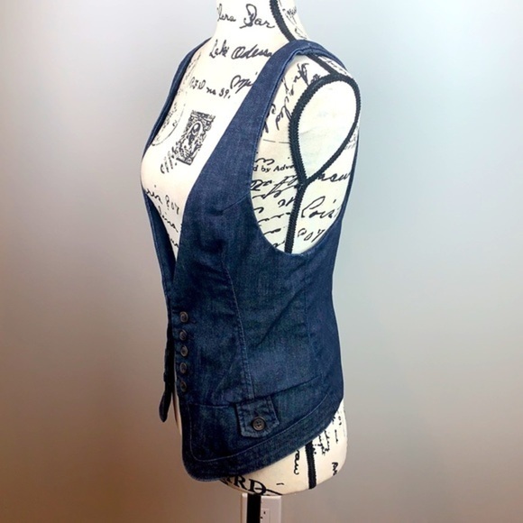RARE HTF James Jeans Fitted Vest Dry Aged Denim Apron Back - Picture 3 of 8